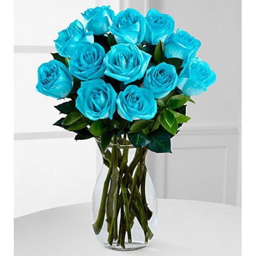 12 Turquoise Roses