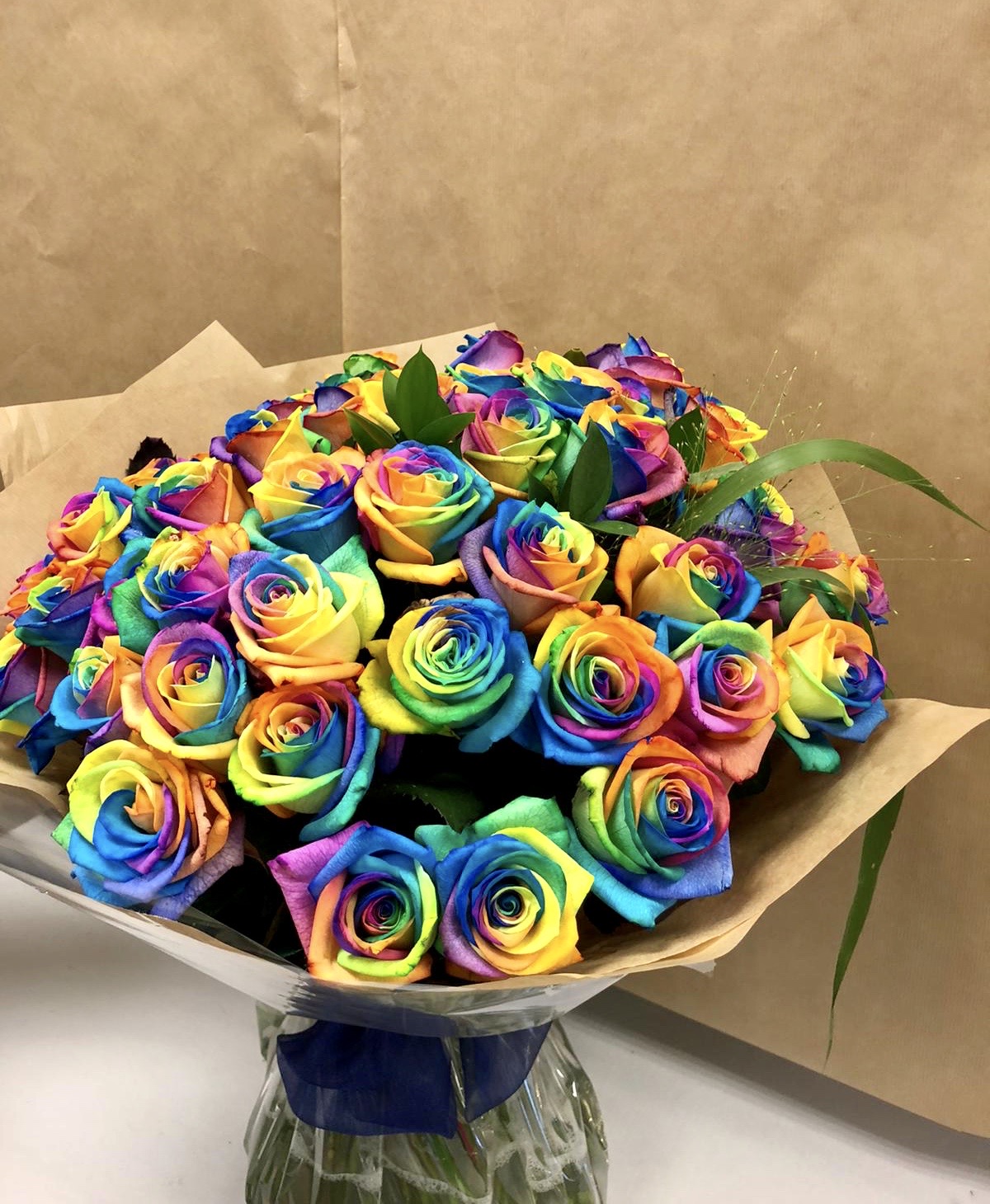 48 Rainbow Roses