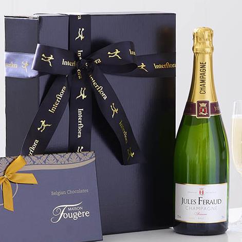 Champagne and Belgian Chocolates Gift Set