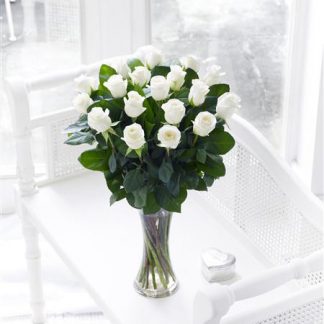 Large Elegant White Rose Vase Arrangement