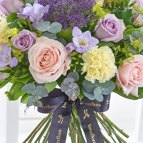 Luxury Pastel Rose and Freesia Handtied with Chocolates