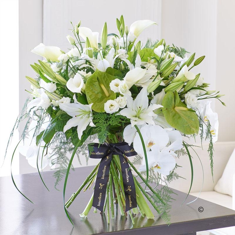 Luxury White Lily and Anthurium Contemporary Handtied