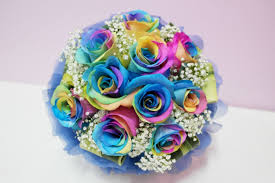 Rainbow Rose Cluster Bridal Bouquet
